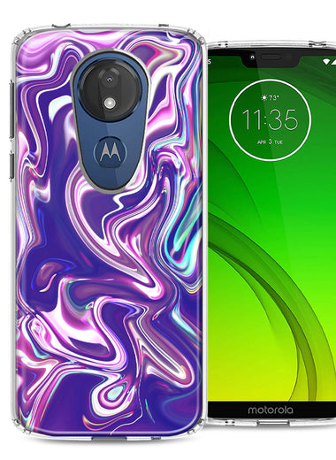 Motorola Moto G7 Power SUPRA Purple Paint Swirl  Design Double Layer Phone Case Cover