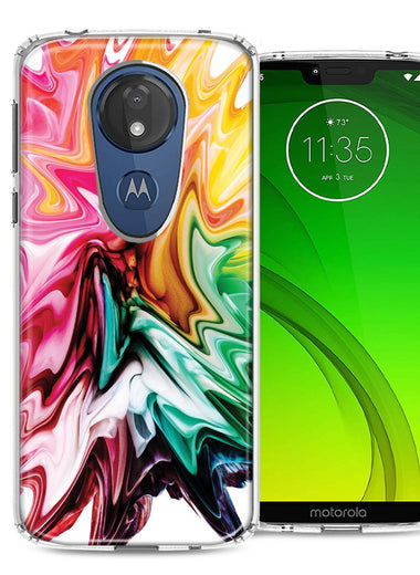 Motorola Moto G7 Power SUPRA Rainbow Flower Abstract Design Double Layer Phone Case Cover