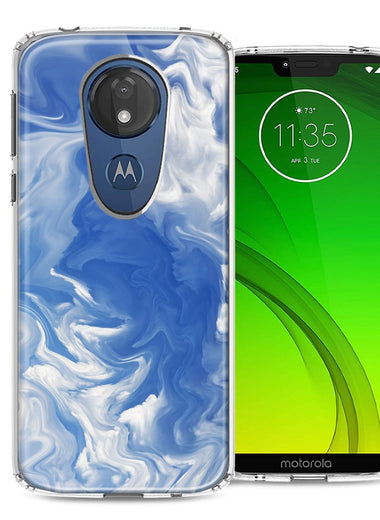 Motorola Moto G7 Power SUPRA Sky Blue Swirl Design Double Layer Phone Case Cover