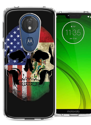 Motorola Moto G7 Power SUPRA US Mexico Flag Skull Double Layer Phone Case Cover