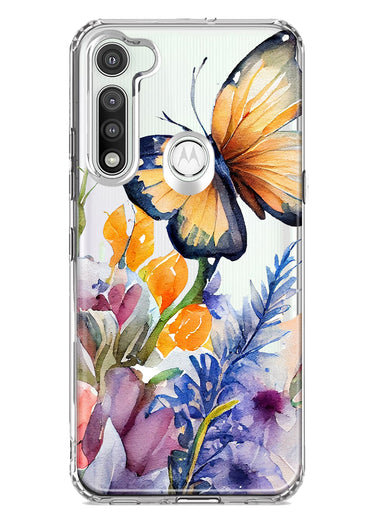 Motorola Moto G Fast Spring Summer Flowers Butterfly Purple Blue Lilac Floral Hybrid Protective Phone Case Cover