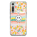 Motorola Moto G Fast Choose Happy Smiley Face Retro Vintage Groovy 70s Style Hybrid Protective Phone Case Cover