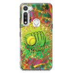 Motorola Moto G Fast Love Softball Girls Glove Green Tie Dye Swirl Paint Hybrid Protective Phone Case Cover