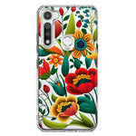 Motorola Moto G Fast Colorful Red Orange Folk Style Floral Vibrant Spring Flowers Hybrid Protective Phone Case Cover