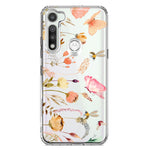 Motorola Moto G Fast Peach Meadow Wildflowers Butterflies Bees Watercolor Floral Hybrid Protective Phone Case Cover