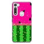 Motorola Moto G Fast Summer Watermelon Sugar Vacation Tropical Fruit Pink Green Hybrid Protective Phone Case Cover