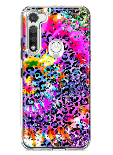 Motorola Moto G Fast Vibrant Pink Purple Tie Dye Summer Leopard Swirl Rainbow Hybrid Protective Phone Case Cover