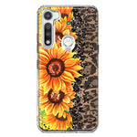 Motorola Moto G Fast Yellow Summer Sunflowers Brown Leopard Honeycomb Hybrid Protective Phone Case Cover