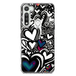 Motorola Moto G Fast Black White Hearts Love Graffiti Hybrid Protective Phone Case Cover