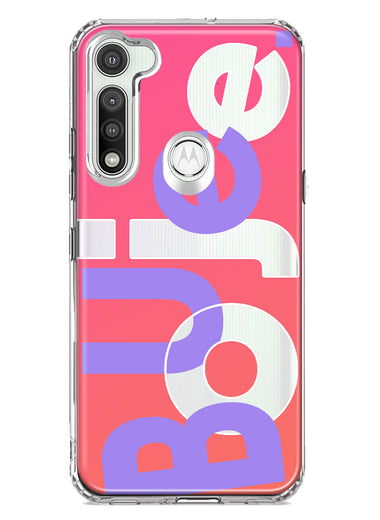 Motorola Moto G Fast Pink Purple Clear Funny Text Quote Boujee Hybrid Protective Phone Case Cover