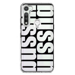 Motorola Moto G Fast Black Clear Funny Text Quote Bussin Hybrid Protective Phone Case Cover