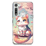 Motorola Moto G Fast Kawaii Manga Pink Cherry Blossom Cute Cat Hybrid Protective Phone Case Cover