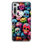 Motorola Moto G Fast Halloween Spooky Colorful Day of the Dead Skulls Hybrid Protective Phone Case Cover