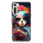 Motorola Moto G Fast Halloween Spooky Colorful Day of the Dead Skull Girl Hybrid Protective Phone Case Cover
