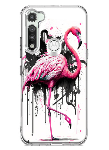 Motorola Moto G Fast Pink Flamingo Painting Graffiti Hybrid Protective Phone Case Cover