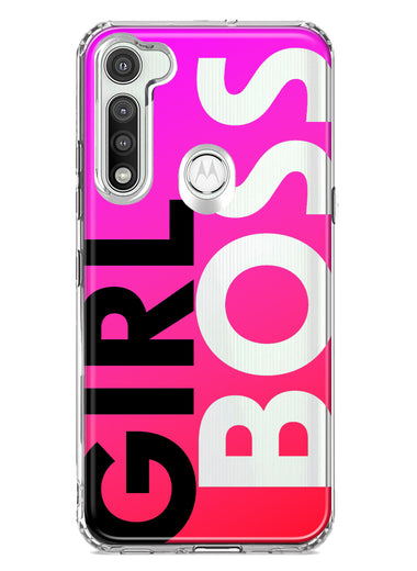 Motorola Moto G Fast Pink Clear Funny Text Quote Girl Boss Hybrid Protective Phone Case Cover