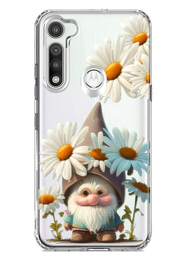 Motorola Moto G Fast Cute Gnome White Daisy Flowers Floral Hybrid Protective Phone Case Cover