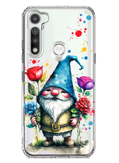 Motorola Moto G Fast Gnome Red Purple Blue Roses Garden Hybrid Protective Phone Case Cover