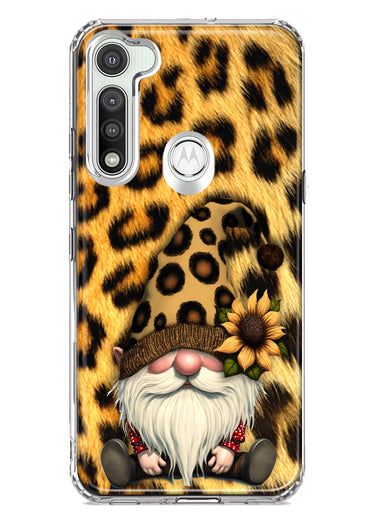 Motorola Moto G Fast Gnome Sunflower Leopard Hybrid Protective Phone Case Cover