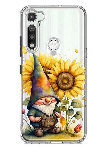 Motorola Moto G Fast Cute Gnome Sunflowers Clear Hybrid Protective Phone Case Cover