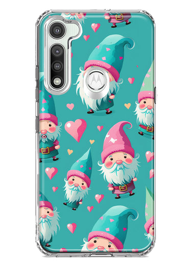 Motorola Moto G Fast Turquoise Pink Hearts Gnomes Hybrid Protective Phone Case Cover