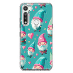 Motorola Moto G Fast Turquoise Pink Hearts Gnomes Hybrid Protective Phone Case Cover