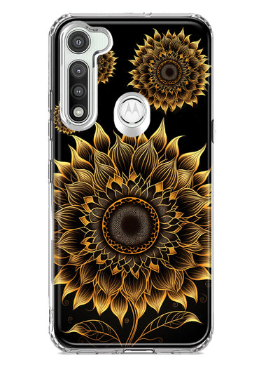 Motorola Moto G Fast Mandala Geometry Abstract Sunflowers Pattern Hybrid Protective Phone Case Cover