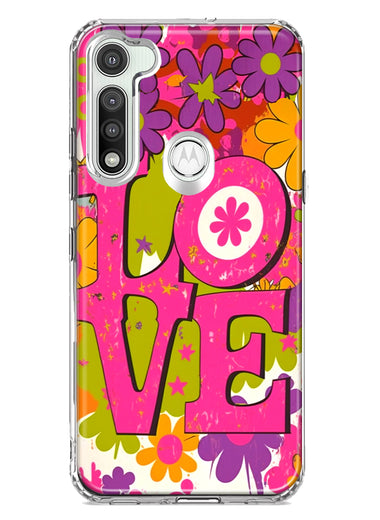 Motorola Moto G Fast Pink Daisy Love Graffiti Painting Art Hybrid Protective Phone Case Cover
