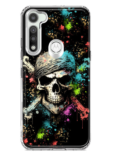 Motorola Moto G Fast Fantasy Paint Splash Pirate Skull Hybrid Protective Phone Case Cover