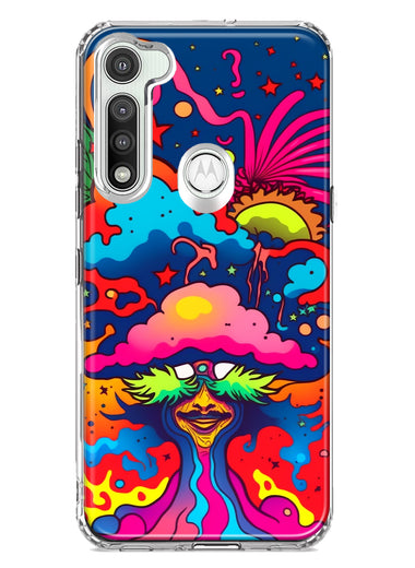 Motorola Moto G Fast Neon Rainbow Psychedelic Trippy Hippie Bomb Star Dream Hybrid Protective Phone Case Cover