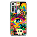 Motorola Moto G Fast Neon Rainbow Psychedelic Trippy Hippie Multiple Eyes Hybrid Protective Phone Case Cover