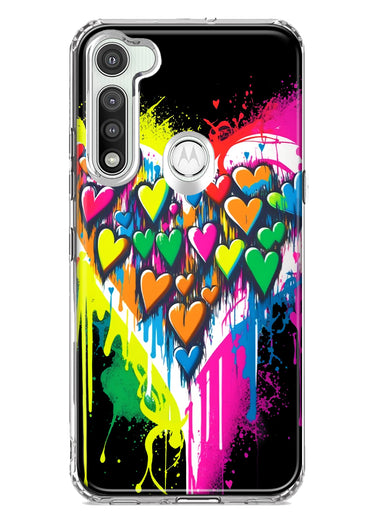 Motorola Moto G Fast Colorful Rainbow Hearts Love Graffiti Painting Hybrid Protective Phone Case Cover