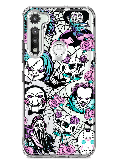 Motorola Moto G Fast Roses Halloween Spooky Horror Characters Spider Web Hybrid Protective Phone Case Cover