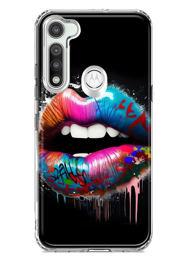 Motorola Moto G Fast Colorful Lip Graffiti Painting Art Hybrid Protective Phone Case Cover