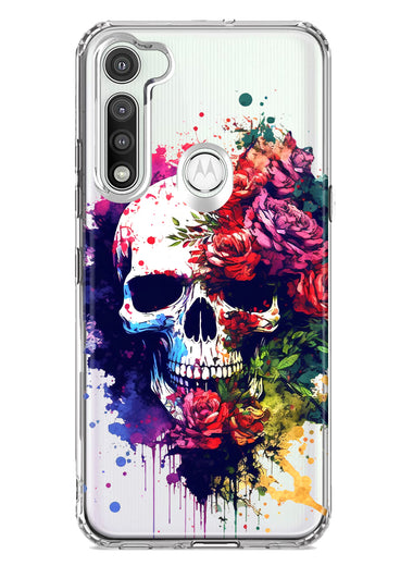 Motorola Moto G Fast Fantasy Skull Red Purple Roses Hybrid Protective Phone Case Cover