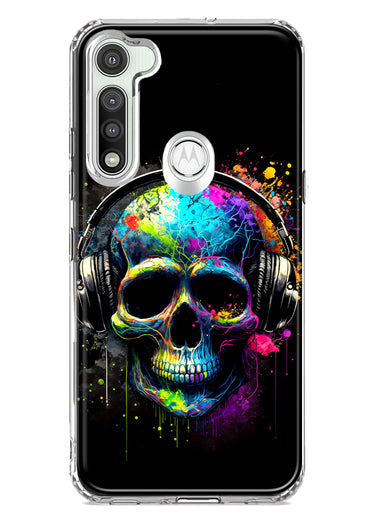 Motorola Moto G Fast Fantasy Skull Headphone Colorful Pop Art Hybrid Protective Phone Case Cover