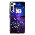 Motorola Moto G Fast Spring Moon Night Lavender Flowers Floral Hybrid Protective Phone Case Cover
