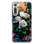 Motorola Moto G Fast White Roses Graffiti Wall Art Painting Hybrid Protective Phone Case Cover