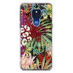 Motorola Moto G Play 2021 Leopard Tropical Flowers Vacation Dreams Hibiscus Floral Hybrid Protective Phone Case Cover