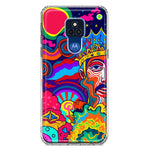 Motorola Moto G Play 2021 Neon Rainbow Psychedelic Indie Hippie Indie King Hybrid Protective Phone Case Cover
