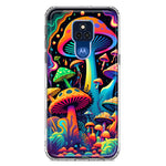 Motorola Moto G Play 2021 Neon Rainbow Psychedelic Indie Hippie Mushrooms Hybrid Protective Phone Case Cover