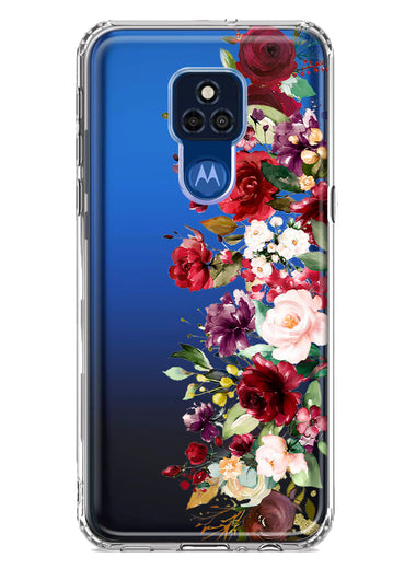 Motorola Moto G Play 2021 Red Summer Watercolor Floral Bouquets Ruby Flowers Hybrid Protective Phone Case Cover