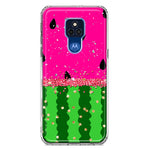 Motorola Moto G Play 2021 Summer Watermelon Sugar Vacation Tropical Fruit Pink Green Hybrid Protective Phone Case Cover