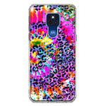 Motorola Moto G Play 2021 Vibrant Pink Purple Tie Dye Summer Leopard Swirl Rainbow Hybrid Protective Phone Case Cover