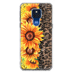 Motorola Moto G Play 2021 Yellow Summer Sunflowers Brown Leopard Honeycomb Hybrid Protective Phone Case Cover