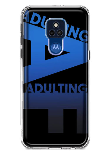 Motorola Moto G Play 2021 Black Clear Funny Text Quote Adulting AF Hybrid Protective Phone Case Cover