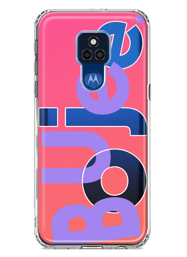 Motorola Moto G Play 2021 Pink Purple Clear Funny Text Quote Boujee Hybrid Protective Phone Case Cover