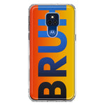 Motorola Moto G Play 2021 Orange Red Clear Funny Text Quote Bruh Hybrid Protective Phone Case Cover