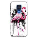 Motorola Moto G Play 2021 Pink Flamingo Painting Graffiti Hybrid Protective Phone Case Cover