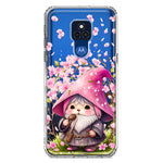 Motorola Moto G Play 2021 Cute Pink Cherry Blossom Gnome Spring Floral Flowers Double Layer Phone Case Cover